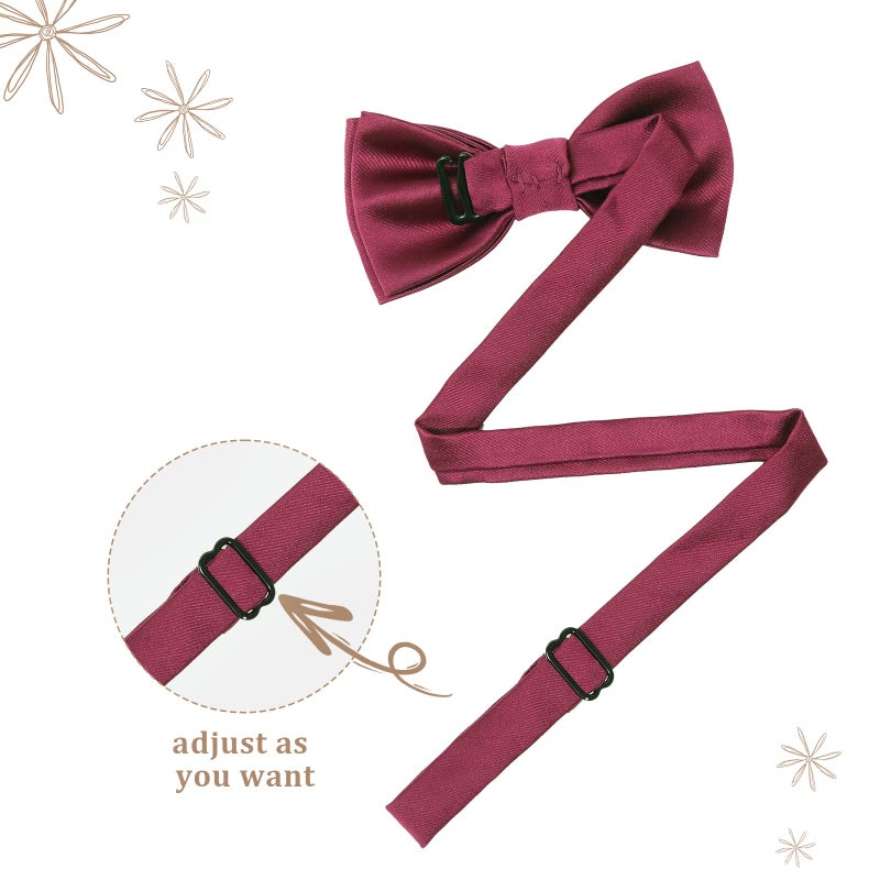 Kajeer Kids Boys Silk Bow Ties - Adjustable Bowtie for Baby Toddler Giftsï¼ˆWine Redï¼‰ - Image 2